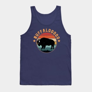 Lucky Buffalo Buffalooooo Retro Sunset Nature Wildlife Tank Top